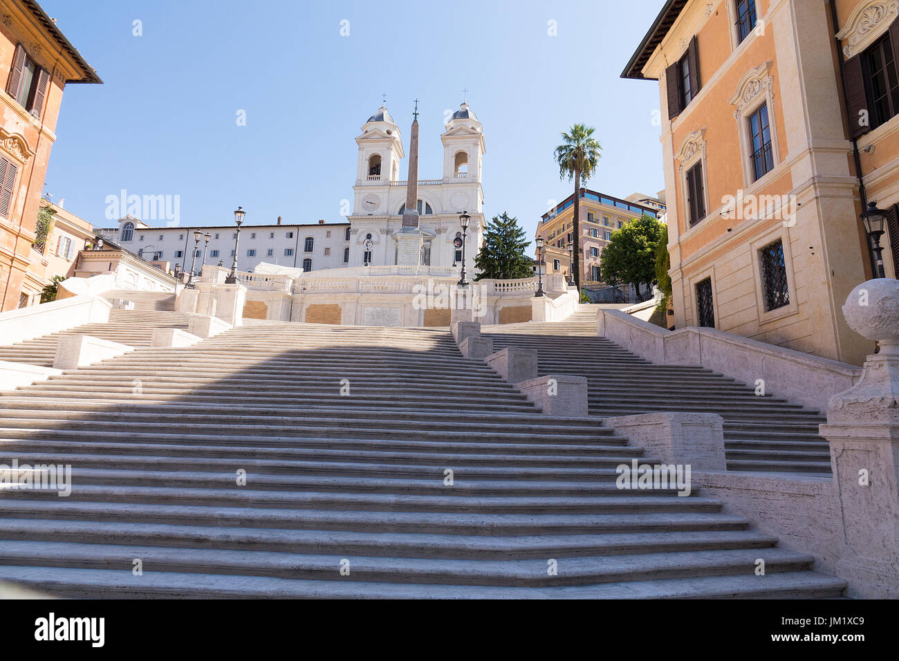 Die Spanische Treppe in Rom ohne Menschen sichtbar Stockfoto