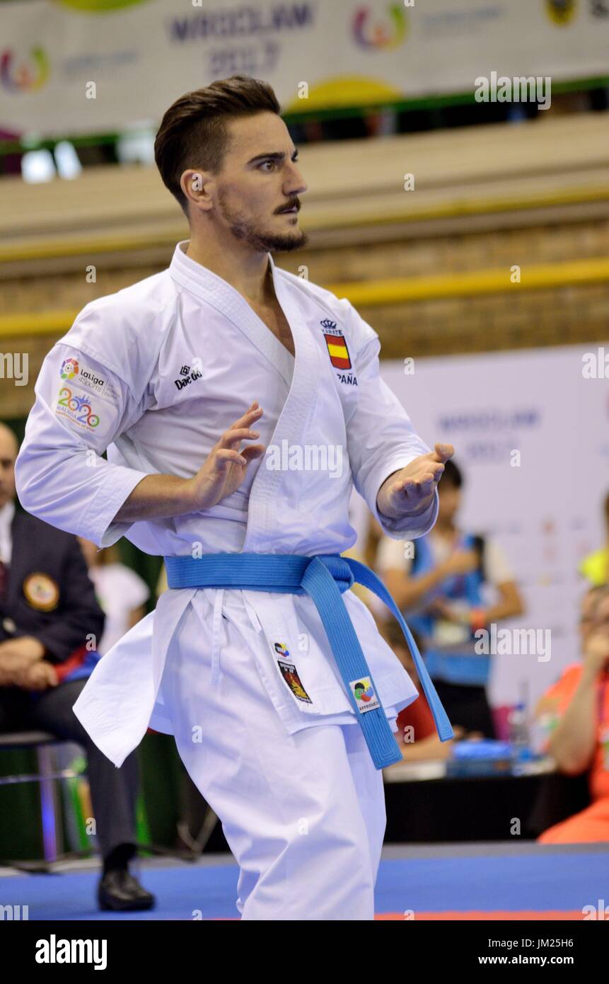Wroclaw, Polen. 25. Juli 2017. Welt Spiele 2017 Karate-Wettbewerb, Herren Kata Finale Goldmedaille kämpfen in Wroclaw, Polen. Im Bild: Damian Quintero aus Spanien. Bildnachweis: Bartolomeus Magierowski/Alamy Live-Nachrichten. Stockfoto