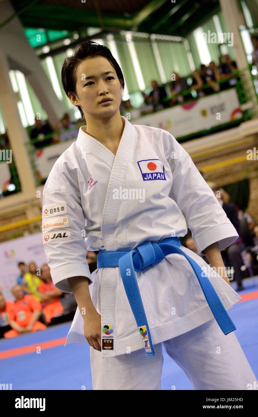 Wroclaw, Polen. 25. Juli 2017. Welt Spiele 2017 Karate-Wettbewerb, Frauen Kata Finale Goldmedaille kämpfen in Wroclaw, Polen. Im Bild: Kiyou Shimizu aus Japan. Bildnachweis: Bartolomeus Magierowski/Alamy Live-Nachrichten. Stockfoto