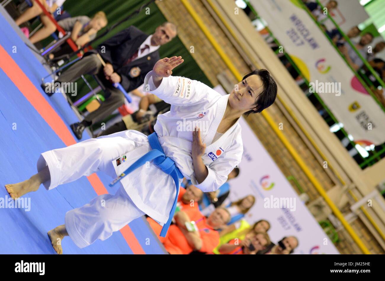 Wroclaw, Polen. 25. Juli 2017. Welt Spiele 2017 Karate-Wettbewerb, Frauen Kata Finale Goldmedaille kämpfen in Wroclaw, Polen. Im Bild: Kiyou Shimizu aus Japan. Bildnachweis: Bartolomeus Magierowski/Alamy Live-Nachrichten. Stockfoto