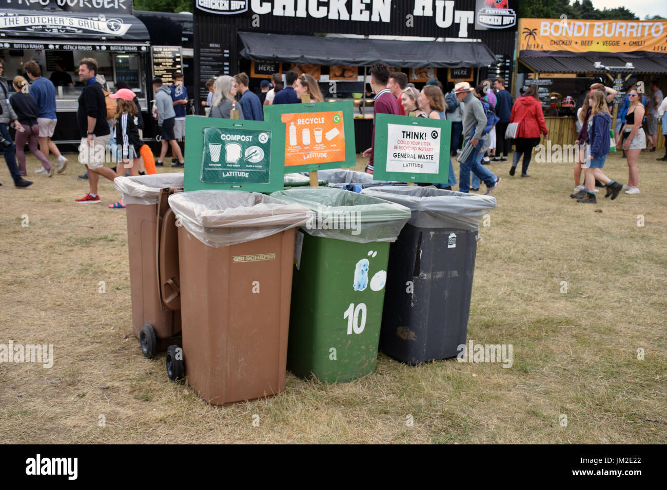 Latitude Festival 2017, Henham Park, Suffolk, UK. Recycling & Abfall-Behälter Stockfoto