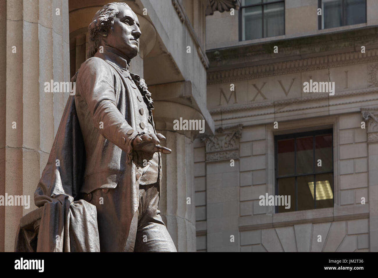 George Washington-Statue vor der Federal Hall in New York Stockfoto