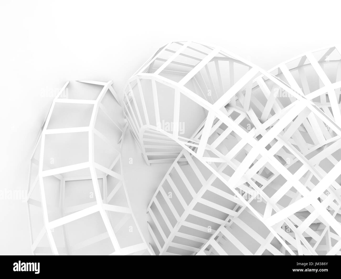 Abstrakte digitale Hintergrund, weiße Wire-Frame Struktur Installation. 3D render Stockfoto