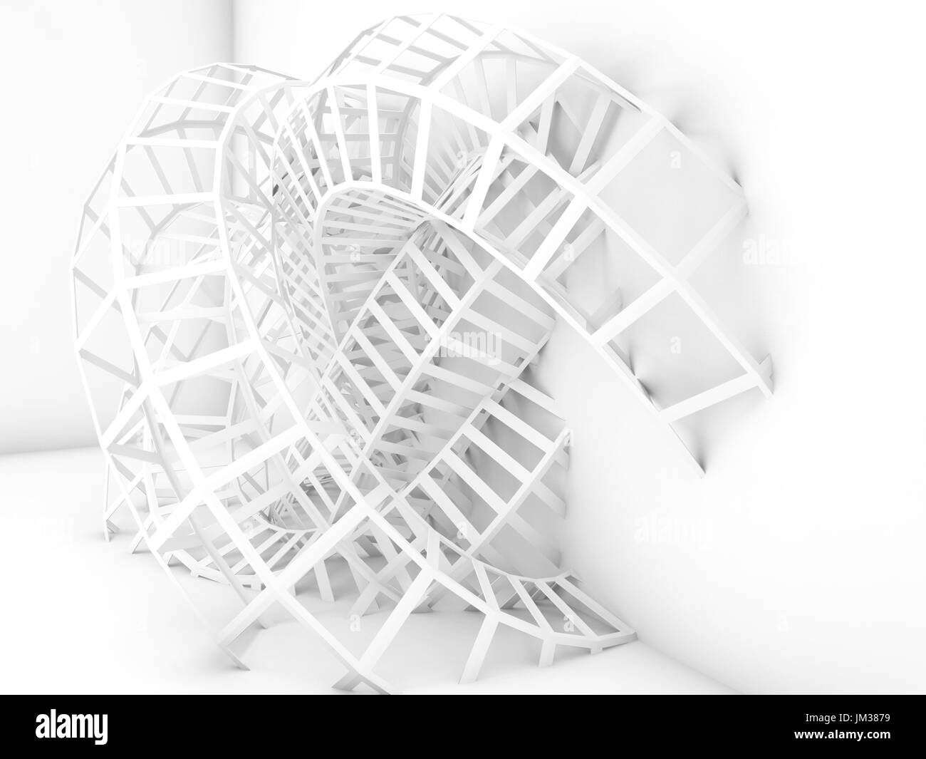 Abstrakte digitale Hintergrund, weiße Draht-Frame-Struktur. 3D Render-illustration Stockfoto