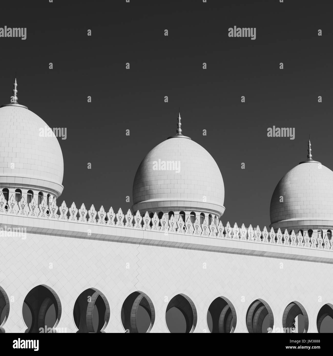 Ansicht der berühmten Sheikh Zayed weiße Moschee in Abu Dhabi, Vereinigte Arabische Emirate Stockfoto