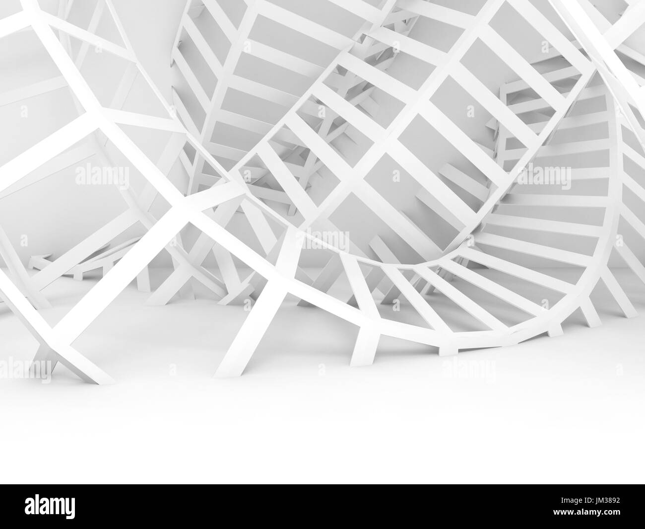 Abstrakte digitale weißem Draht Struktur Installation. 3D Render-illustration Stockfoto