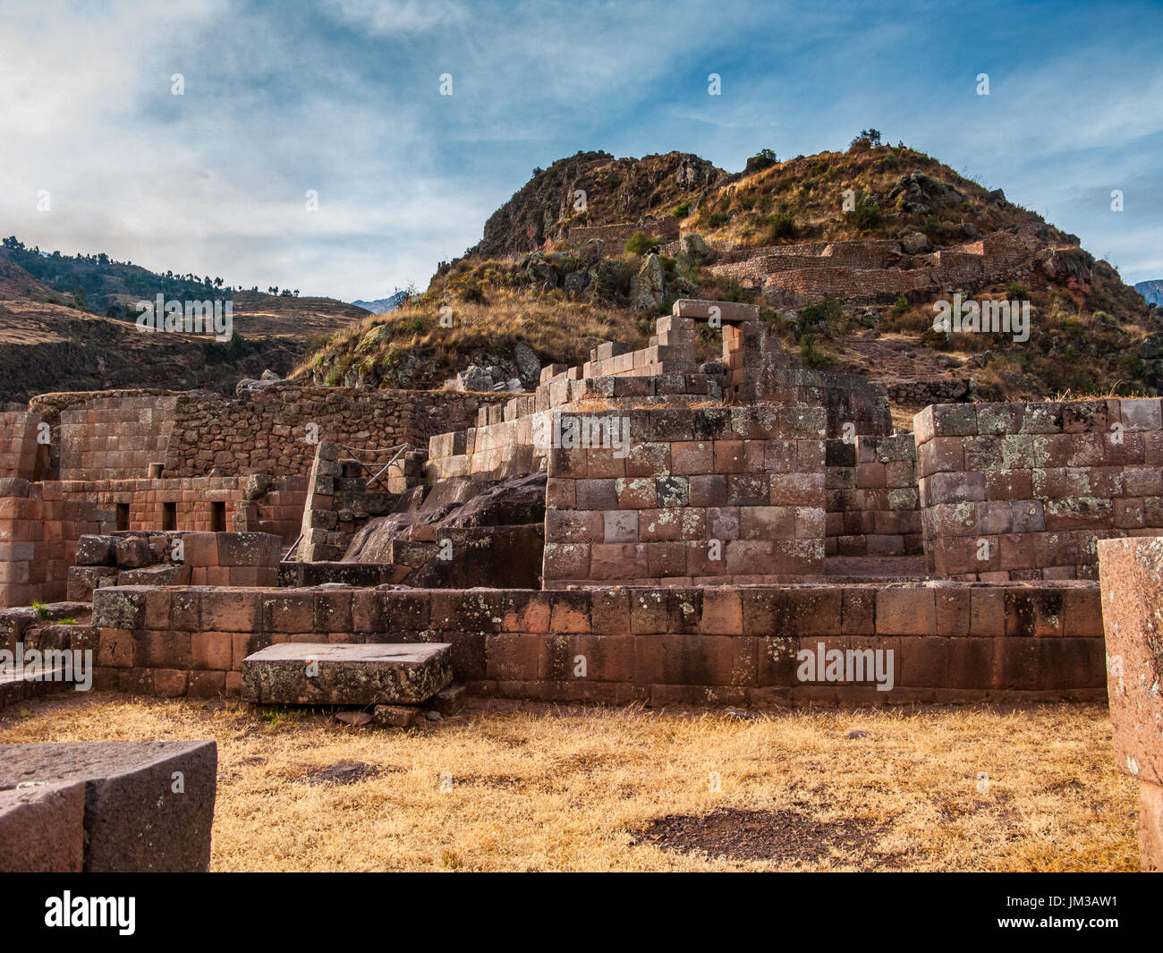 Pisac Ruinen in der Nähe von Pisac Sacred Valley, Peru Stockfoto