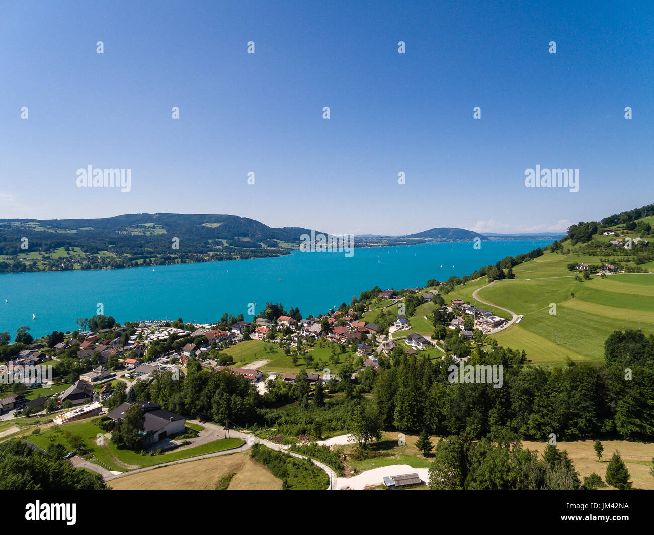 Blick auf Attersee ist der größte See des Salzkammergutes in österreichischen Land Oberösterreich Stockfoto