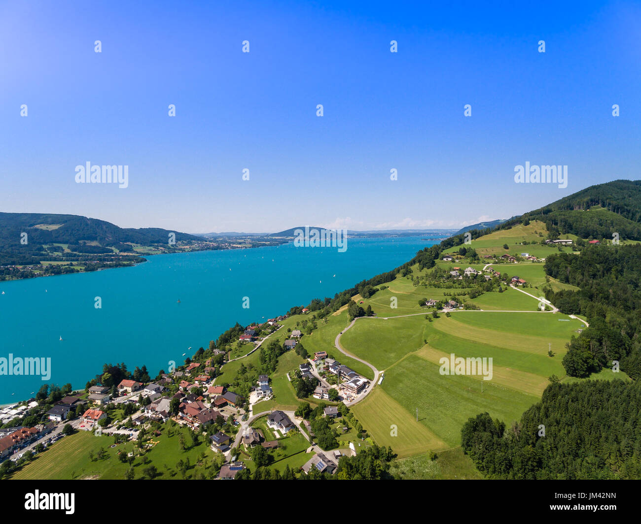 Blick auf Attersee ist der größte See des Salzkammergutes in österreichischen Land Oberösterreich Stockfoto