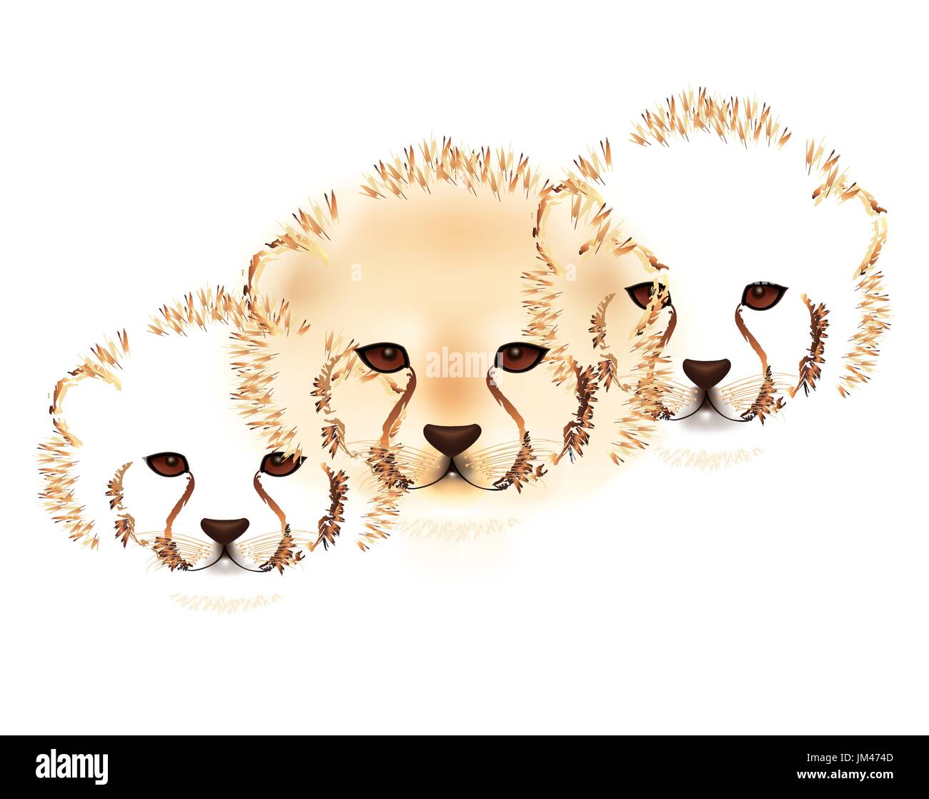Cheetah Cubs in der wilden Savanne Stock Vektor