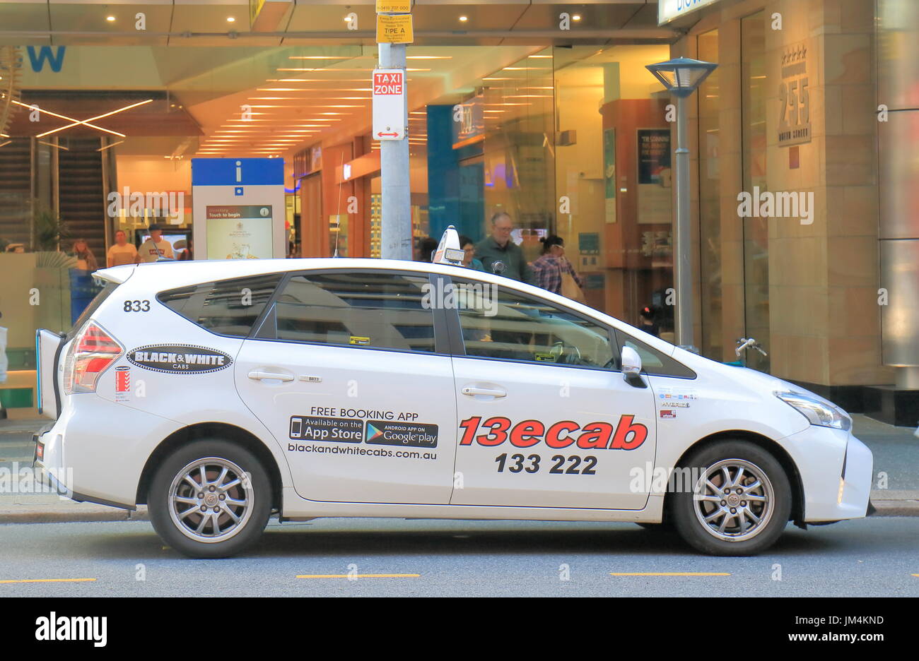 Taxifahrer warten auf Fahrgäste im Brisbane Zentrum von Australien. Stockfoto