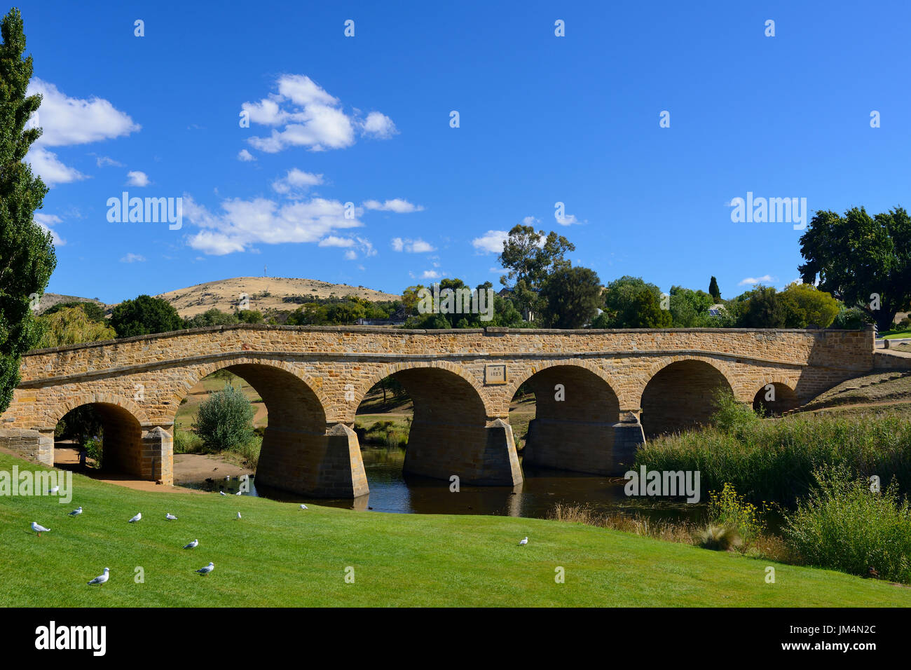 Richmond Bridge auf den Coal River im historischen Dorf von Richmond in Tasmanien, Australien Stockfoto