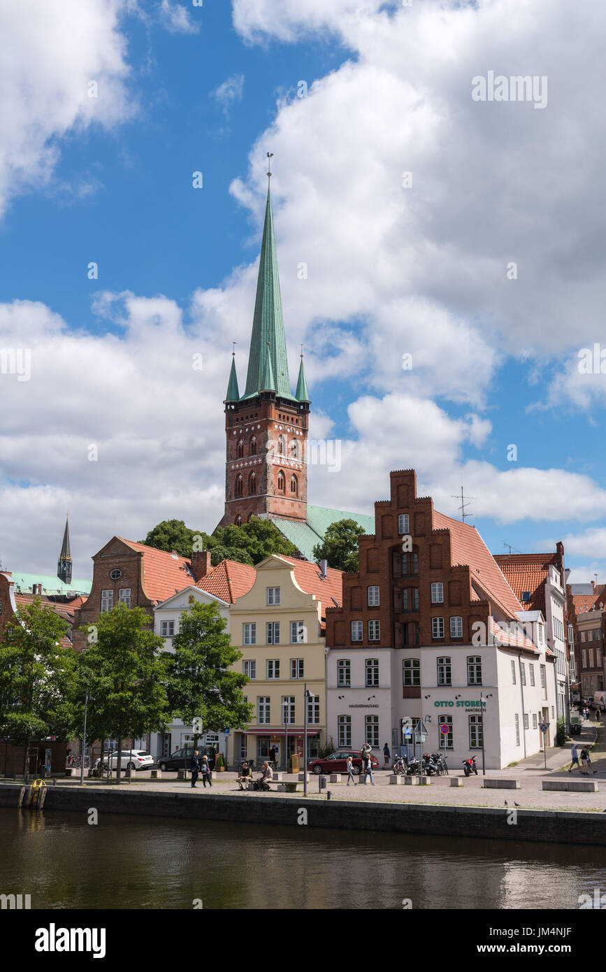 St.-Petri-Kirche, befindet sich "An der Untertrave", Hansestadt Lübeck, UNESCO-Welterbe, baltischen Meer, Schleswig-Holstein, Deutschland, Europa Stockfoto