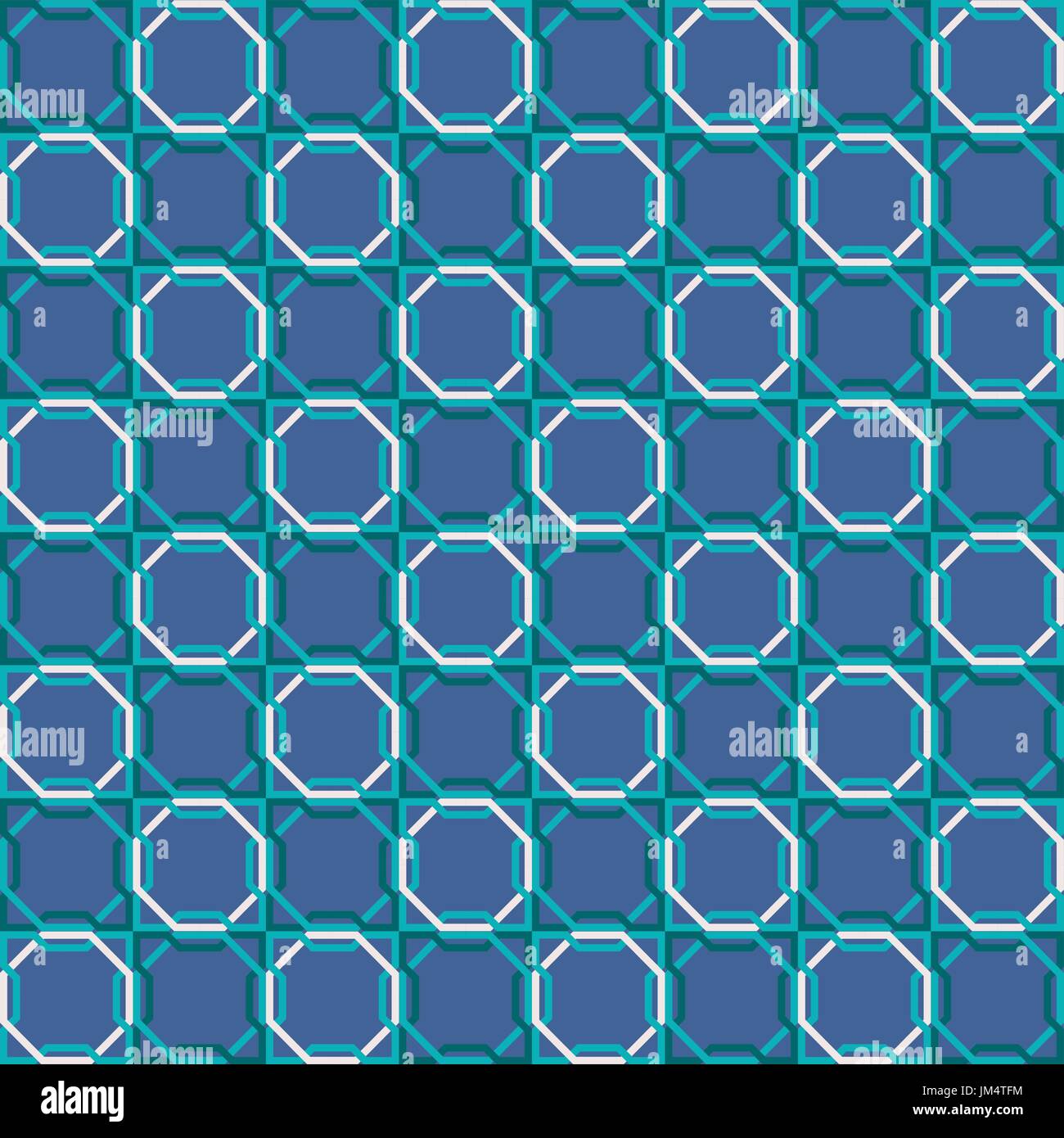 Arabische Mosaik nahtlose Kachelmuster mit abstrakten blaue geometrische Form Dekoration. EPS10 Vektor. Stock Vektor
