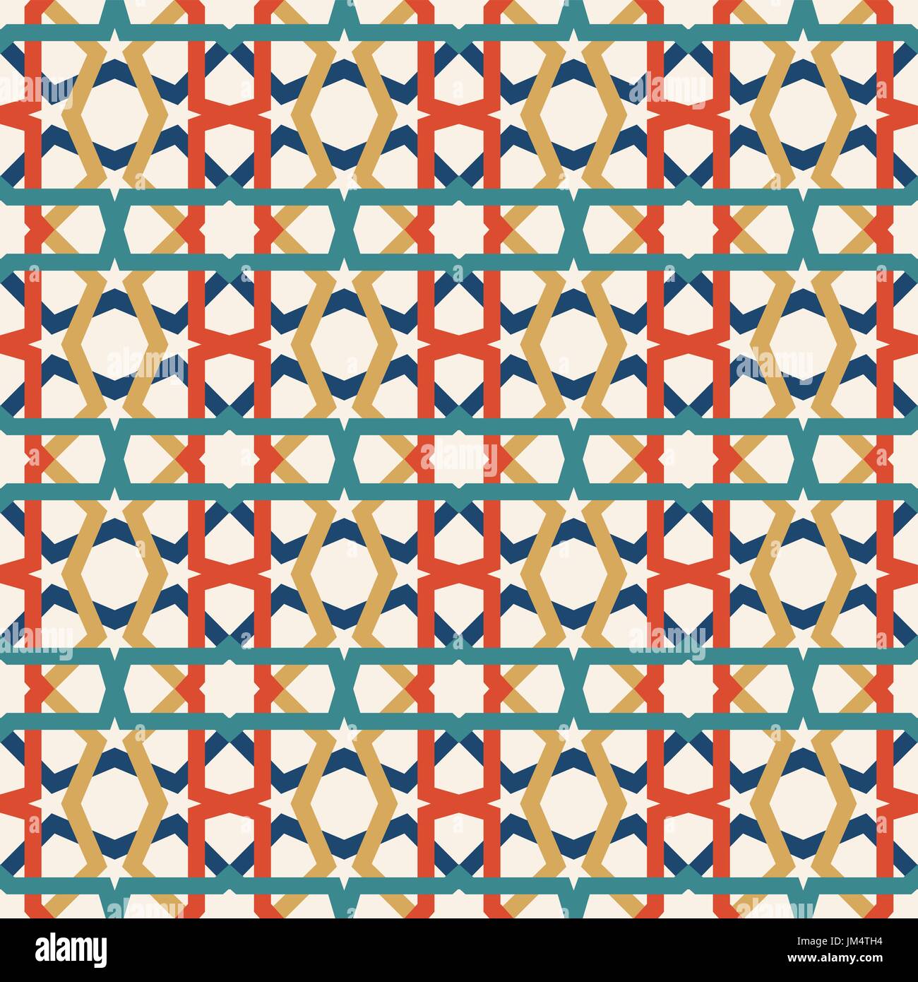 Klassische Keramik Mosaik Fliesen Musterdesign mit abstrakten geometrischen Form Dekoration. Ineinander verschlungene moderne geflieste Muster basierend auf traditionellen orientalischen Moo Stock Vektor
