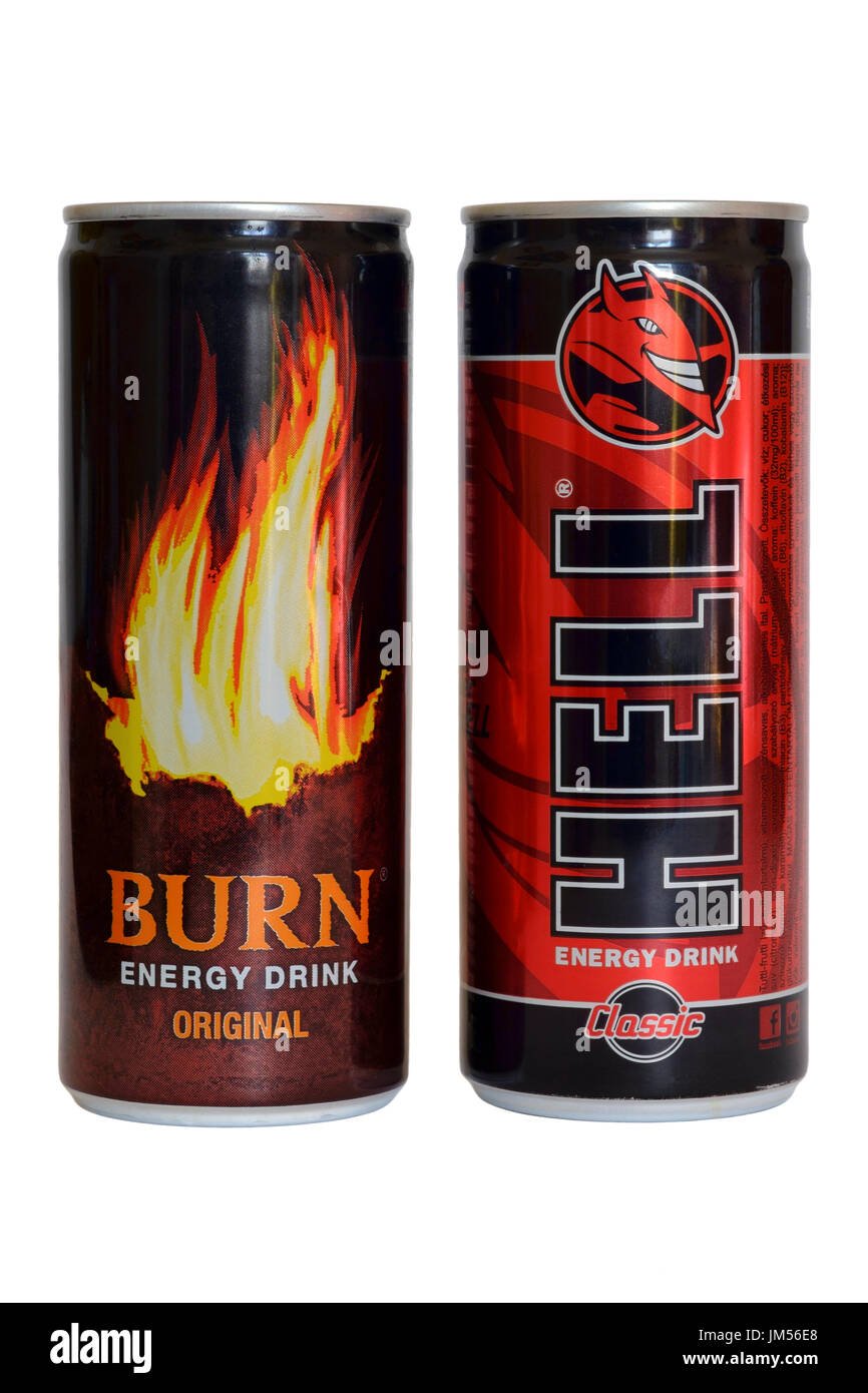 Energy Drinks namens Hölle und brennen Stockfoto
