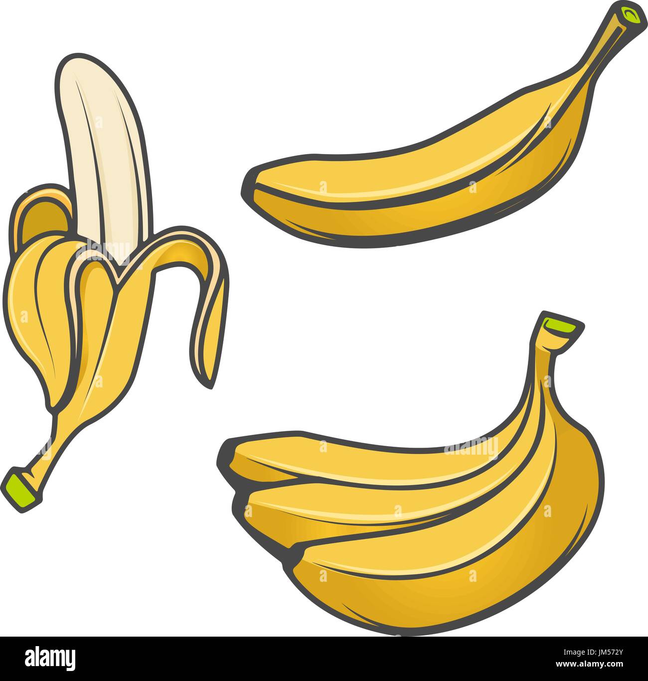 Set von Banane Icons isoliert auf weißem Hintergrund. Design-Elemente ...