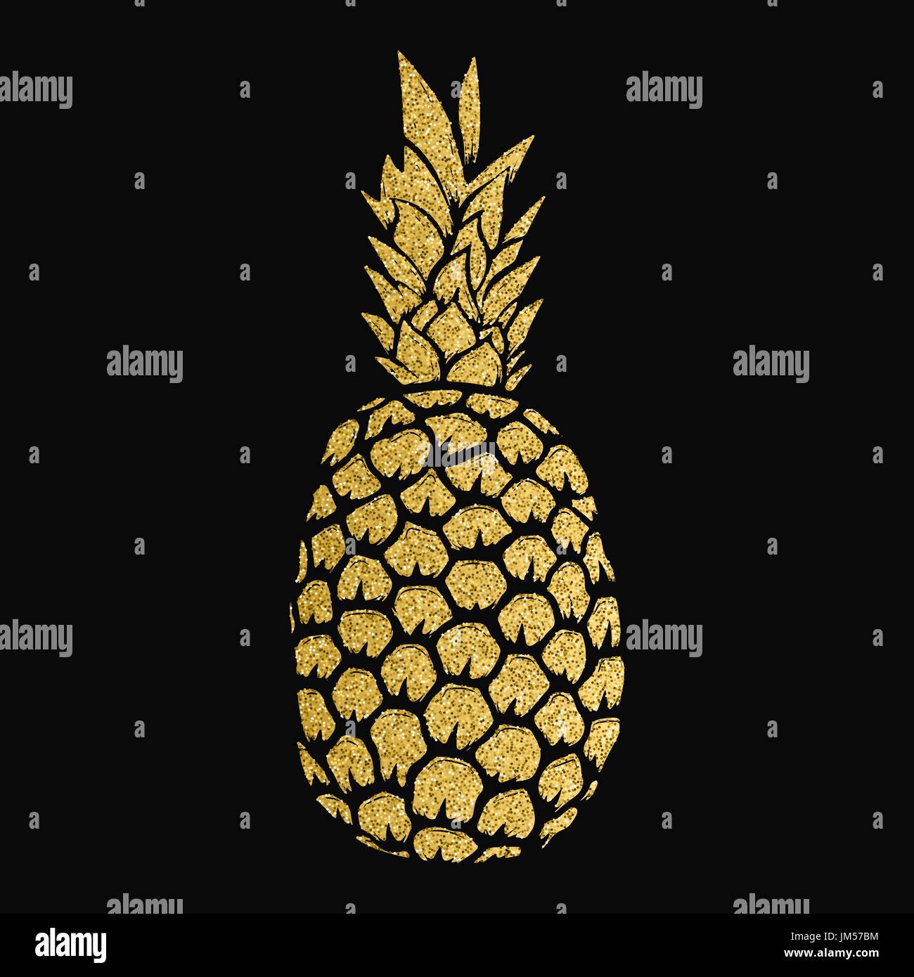 Goldene Ananas Abbildung isoliert auf weißem Hintergrund. Design-Elemente für Label, Emblem, Zeichen, Logos, Menü. Vektor-Illustration. Stock Vektor