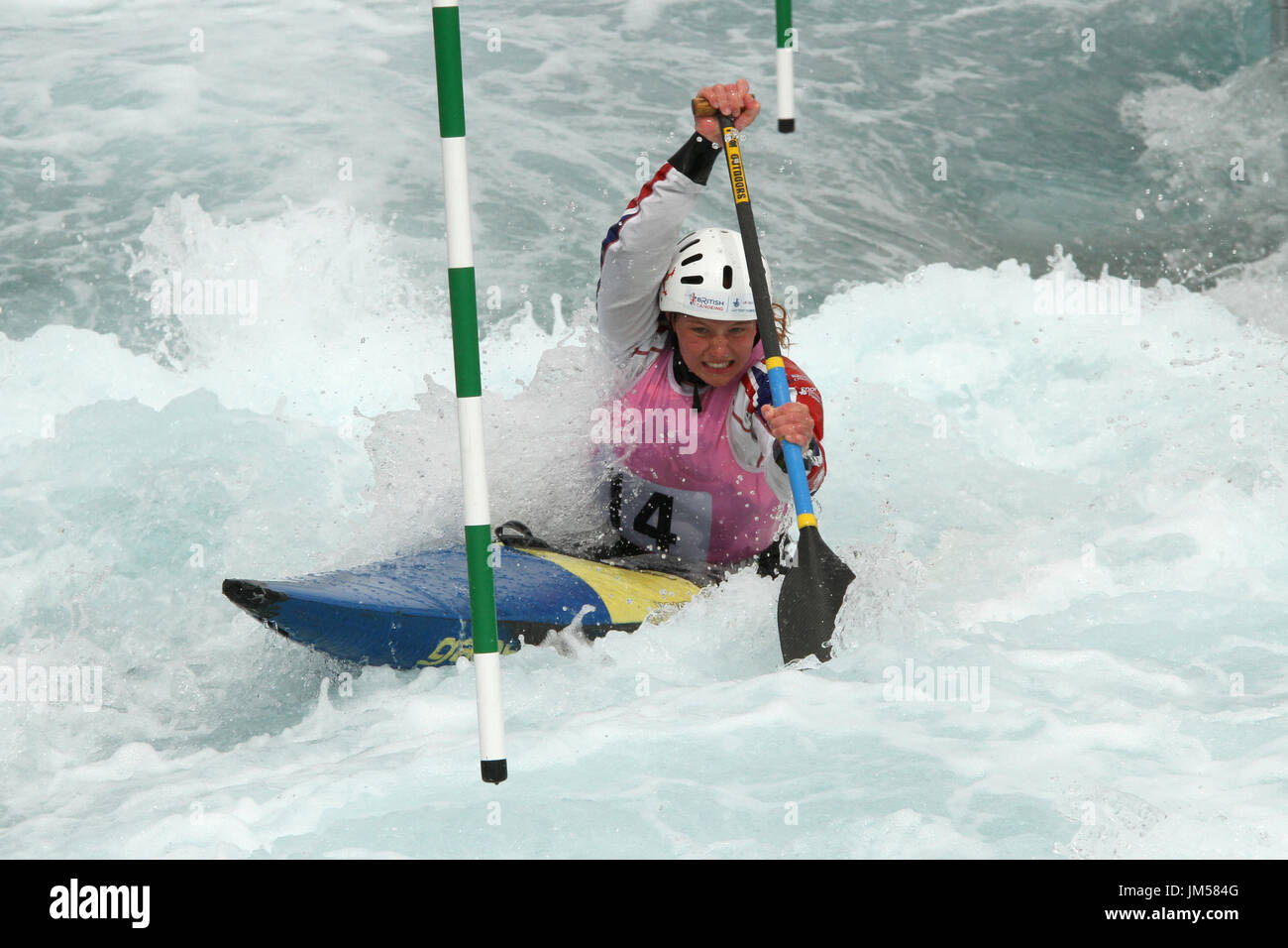 Nicht Dingle konkurriert bei Lee Valley White Water Centre bei britischen Auswahl für das Team GB für europäischen und Weltmeisterschaften. Stockfoto