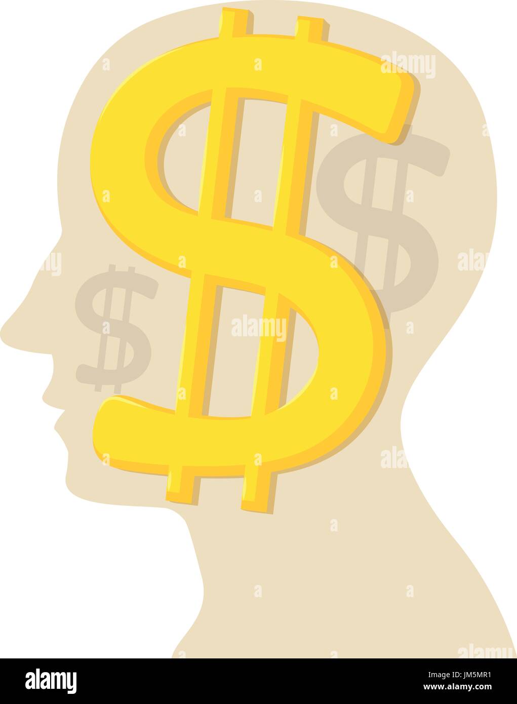Kopf mit Dollar-Symbol, cartoon-Stil Stock Vektor