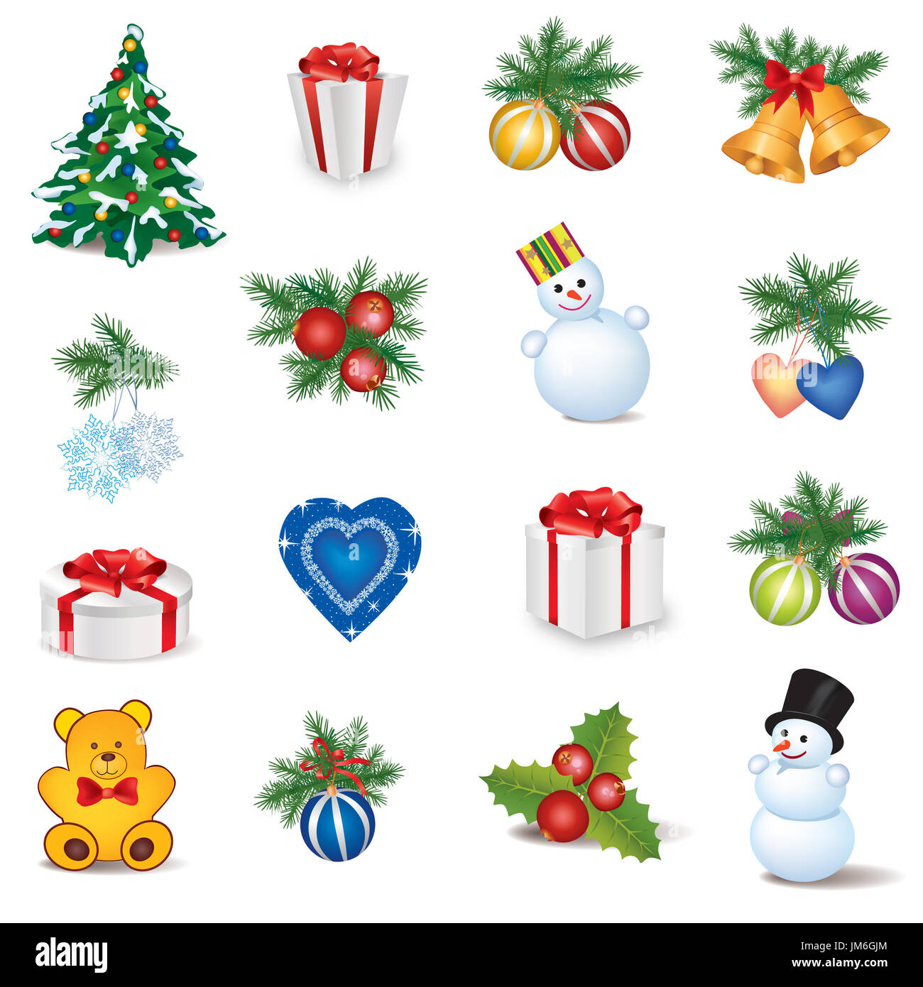 Weihnachts-Icons set. Happy Winter Urlaubsgeschenk-Design-Elemente Stockfoto