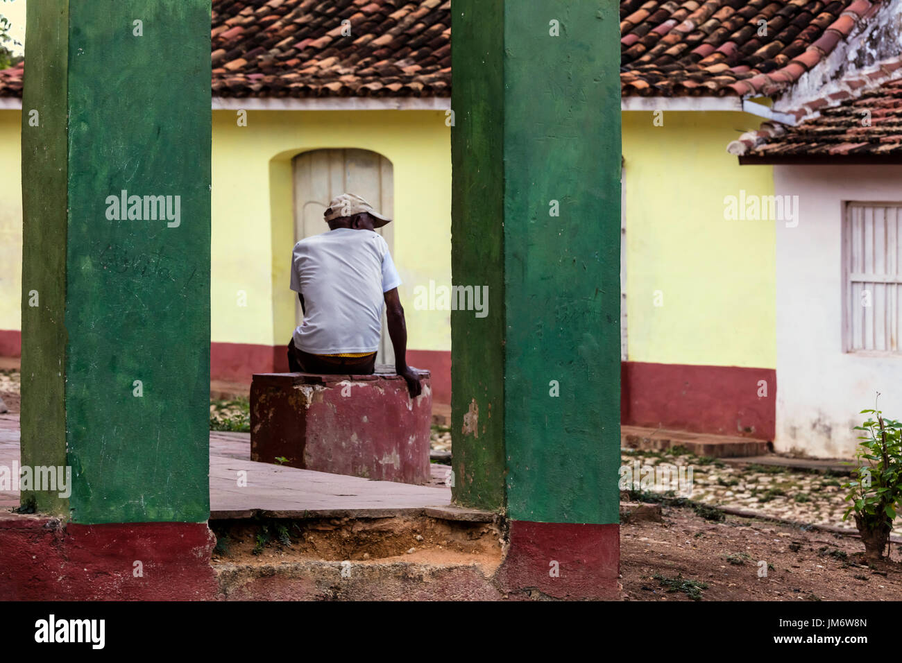 Die gepflasterten Straßen und bunten Häusern von TRINIDAD, Kuba Stockfoto