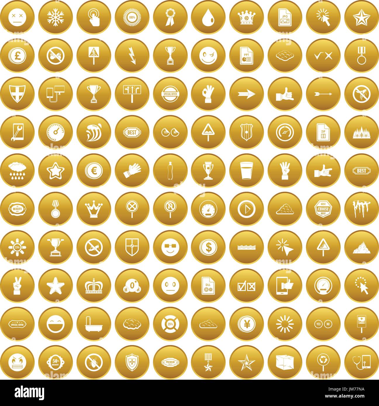 100 Symbol Icons set gold Stock Vektor