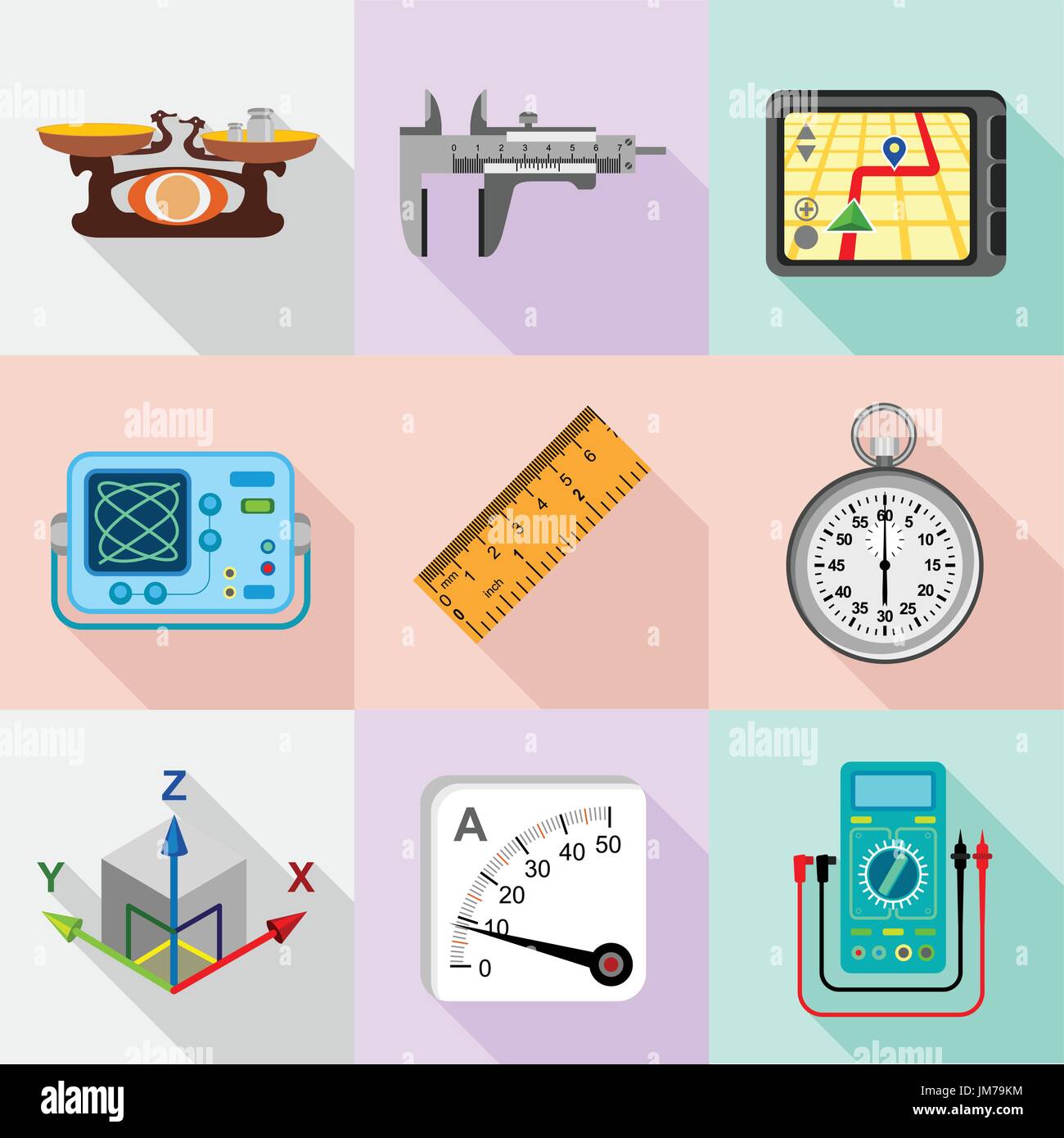 Engineering Tools Icons gesetzt, flach Stil Stock Vektor