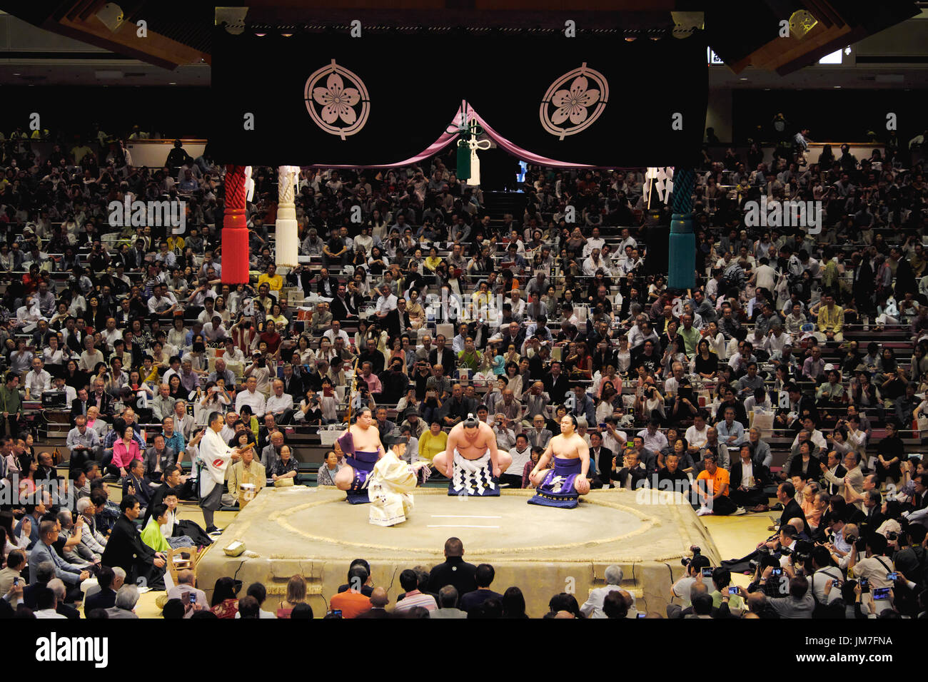 Sumo in Ryogoku Kokugikan, Tokio Stockfoto