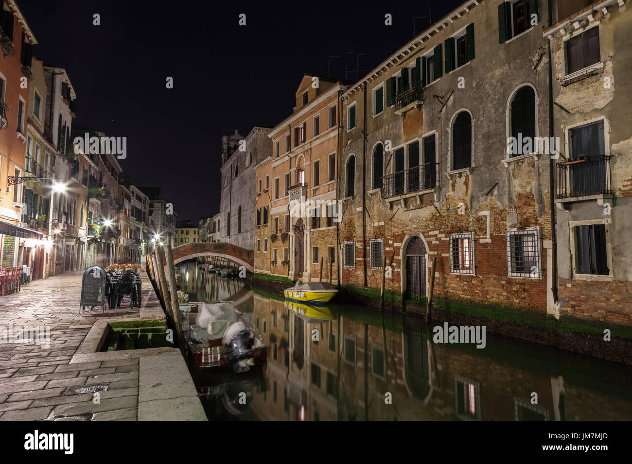 Kleinen venezianischen Kanal Nachtansicht Stockfoto