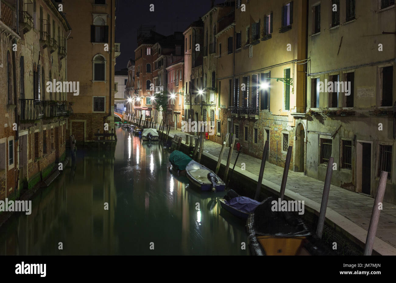 Kleinen venezianischen Kanal Nachtansicht Stockfoto