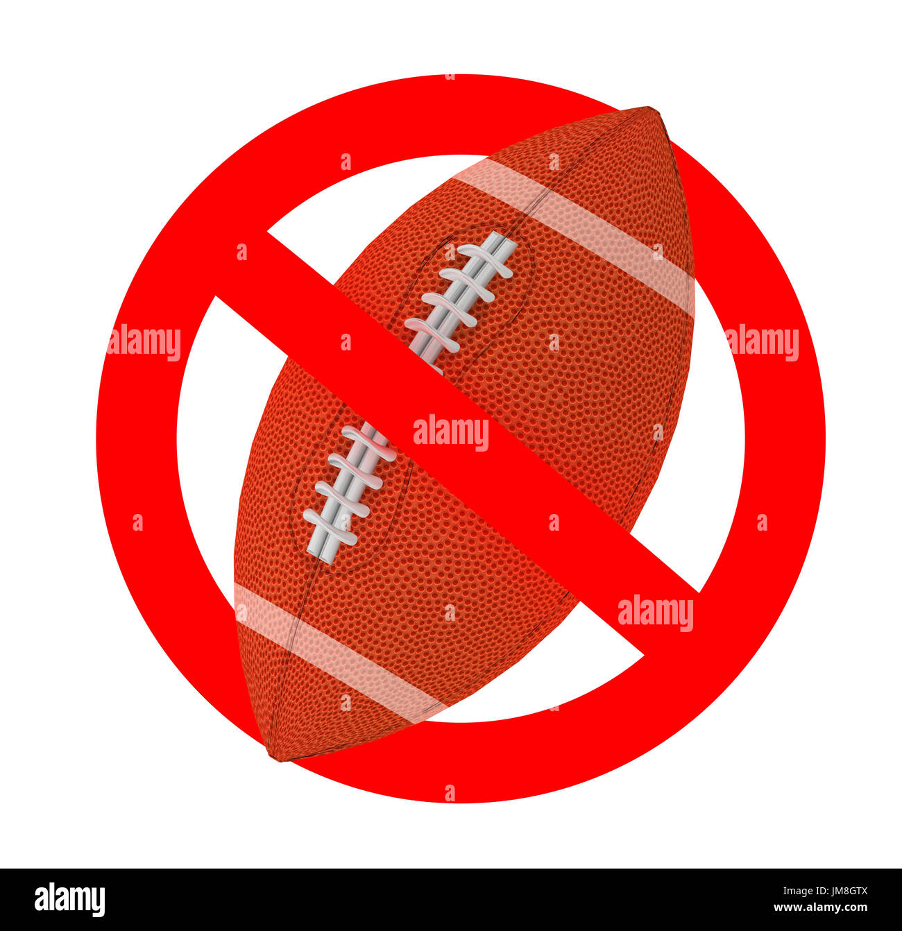 Rugby-Ball verboten Schilder, 3d illustration Stockfoto