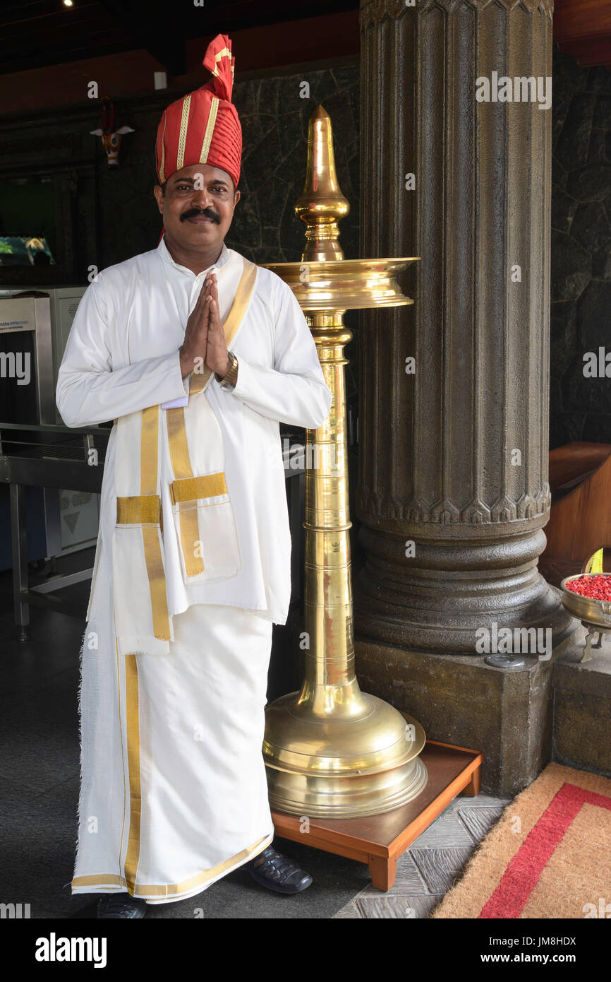 Doorman an Uday Samudra Hotel Kovalam Kerala, Indien Stockfoto