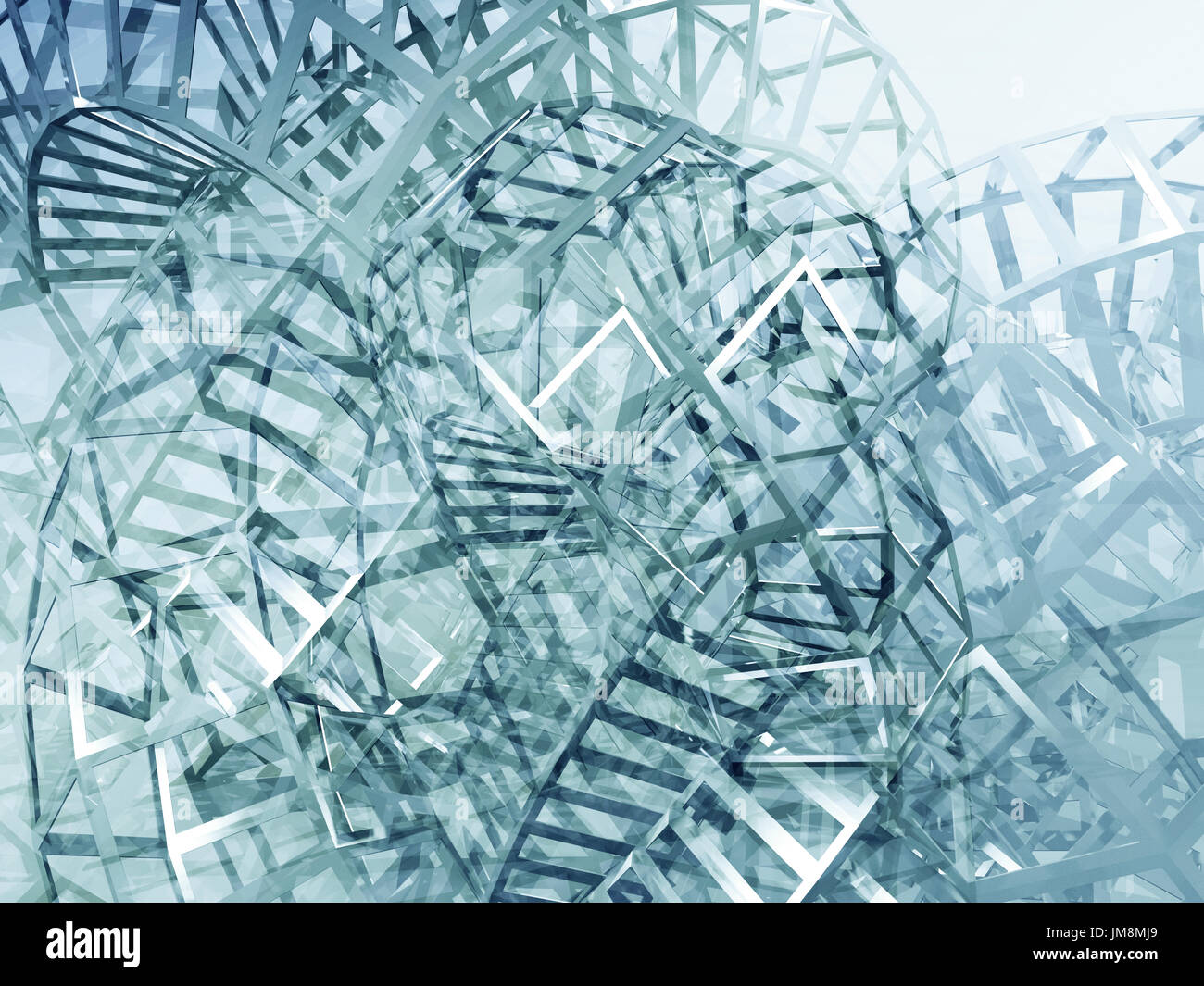 Abstrakte blauen digitalen grafischen Hintergrund, schneidenden physischen Drahtrahmen Strukturen... 3D Render-illustration Stockfoto