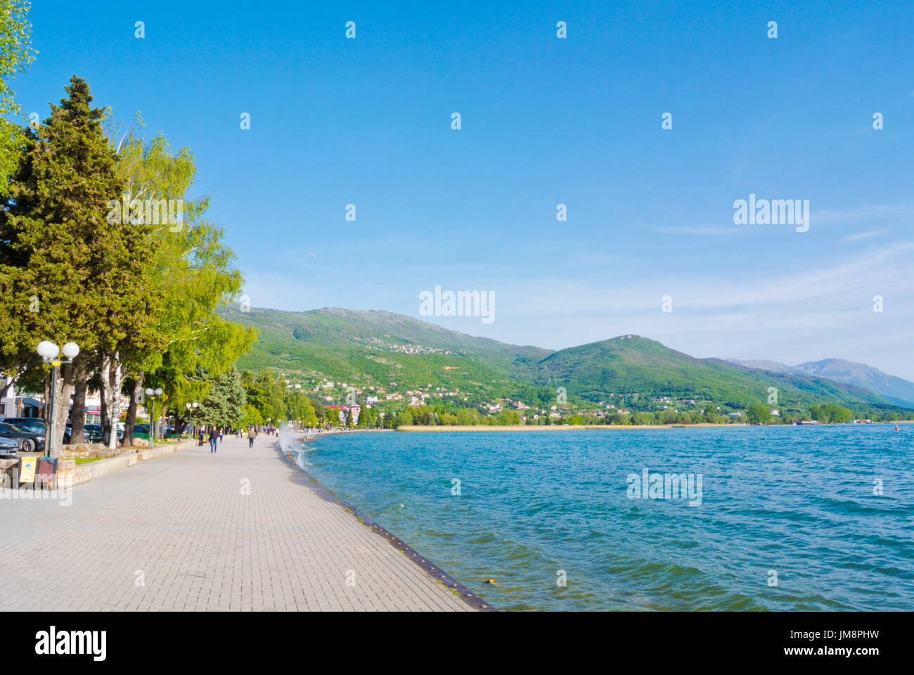 Kej Marsal Tito, Seepromenade, Ohrid, Mazedonien Stockfoto