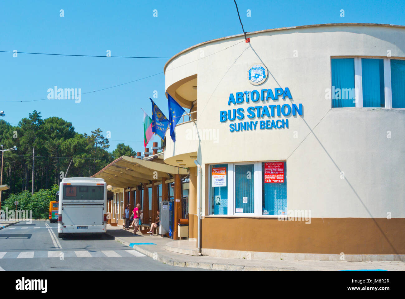 Busbahnhof, Sonnenstrand, Bulgarien Stockfoto