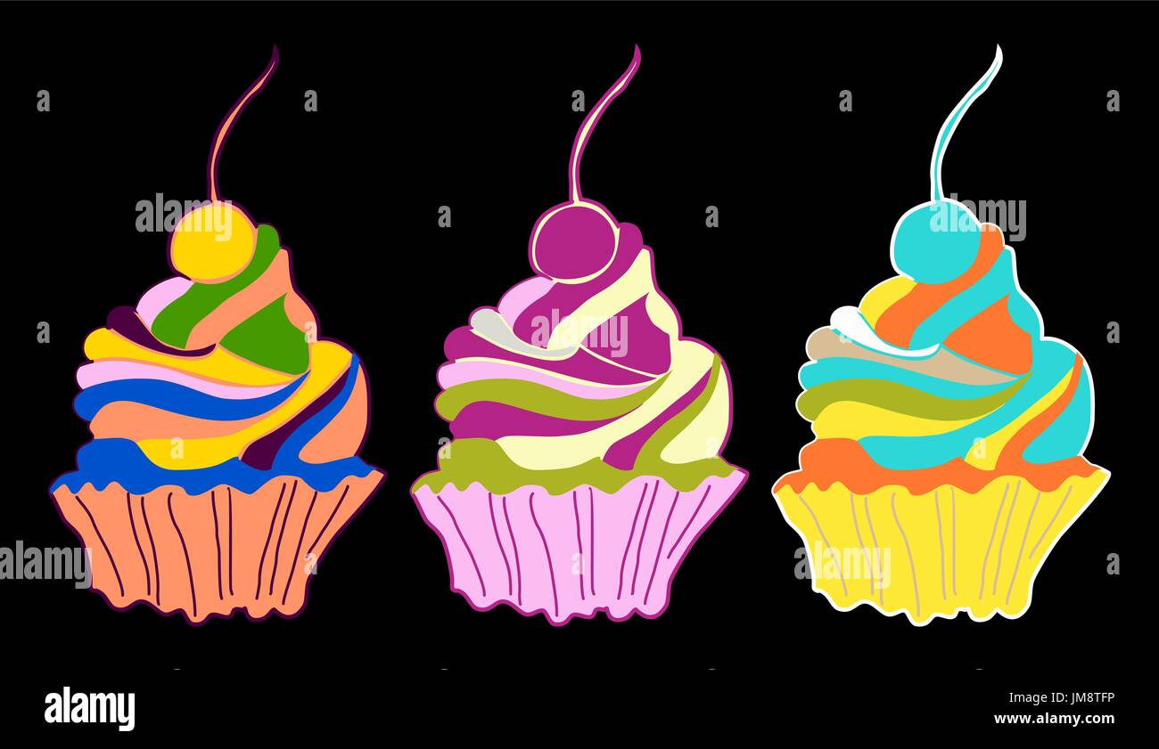 Satz von Cupcakes und Muffins, Vektor-Illustration. 10 eps Stock Vektor