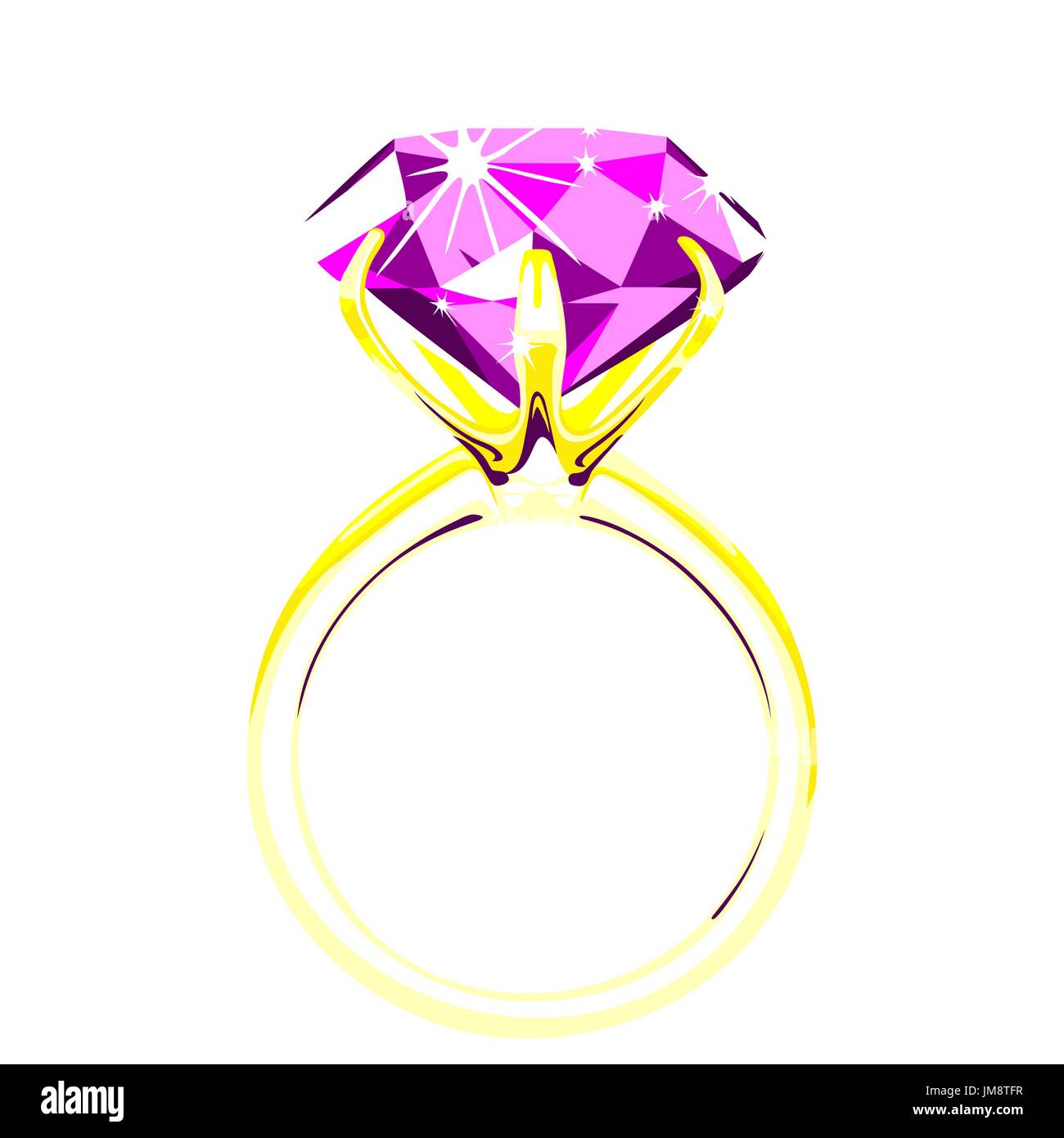 Solitär - Diamant-Ring-Vektor-Illustration. 10 eps Stock Vektor