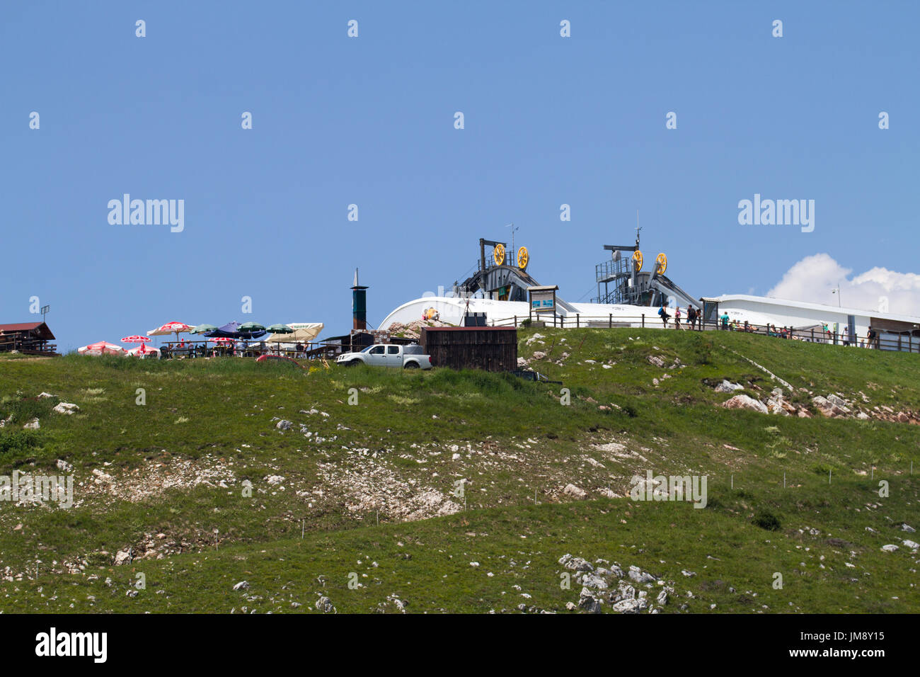 Kabel Carbuildings auf dem Monte Baldo am Gardasee. Italien Stockfoto