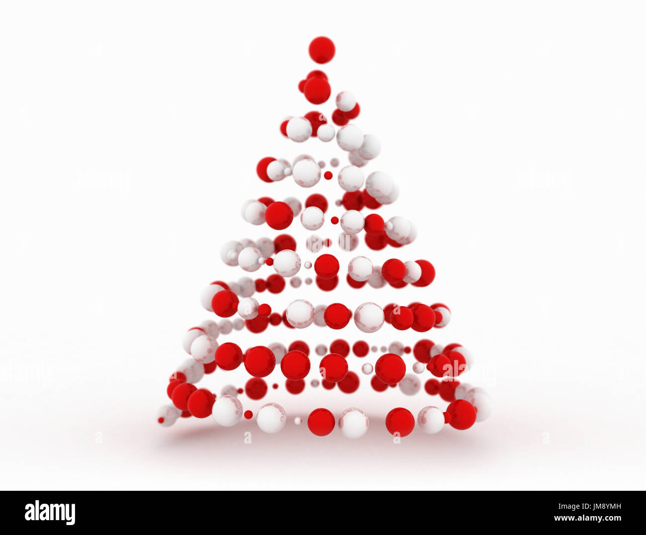 Abstrakte digitale Weihnachtsbaum gemacht von roten und weißen Kugeln Stockfoto