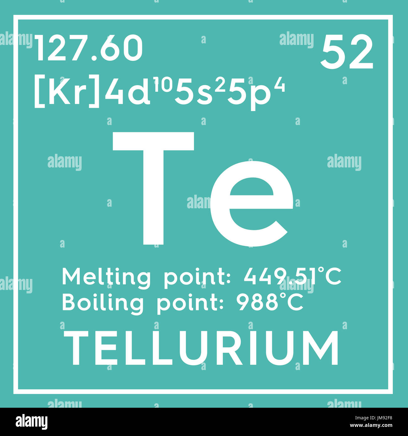 Tellur Halbmetalle Chemisches Element Von Mendelejews Periodensystem Tellur In Quadratische Wurfel Kreativkonzept Stockfotografie Alamy