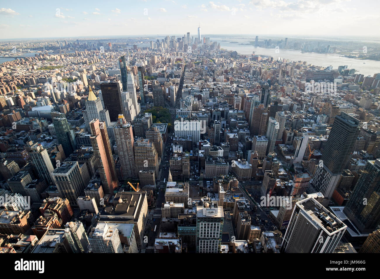 Luftaufnahme von Midtown und lower Manhattan aus dem Empire State building von New York City USA Stockfoto