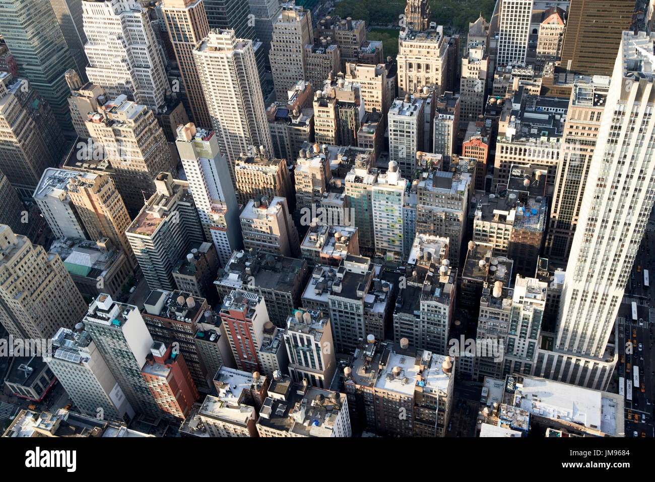 Luftaufnahme von Gebäuden im unteren Midtown North Central New York City USA Stockfoto