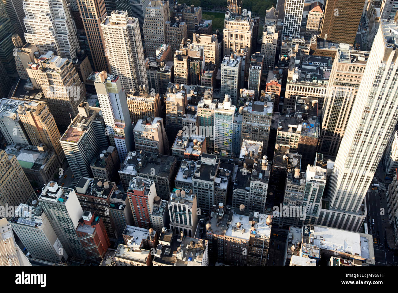 Luftaufnahme von Gebäuden im unteren Midtown North Central New York City USA Stockfoto