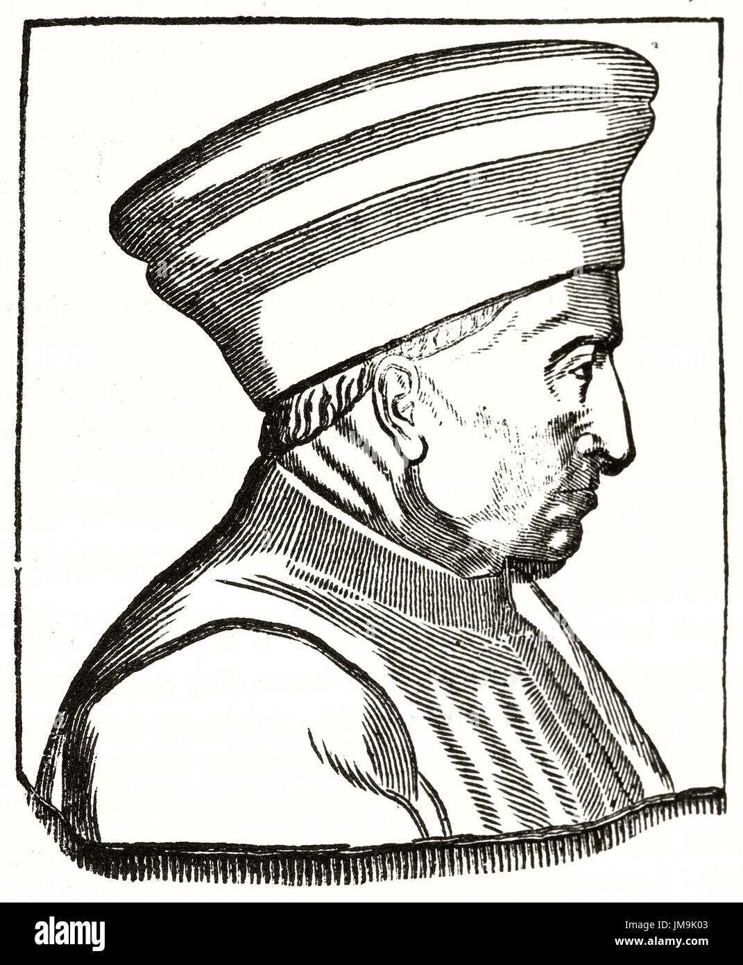 Alten gravierte Porträt von Cosimo de Medici (1389 – 1464), Bankier und Herrscher von Florenz, Italien. Von unbekannter Autor auf Magasin Pittoresque veröffentlicht Stockfoto