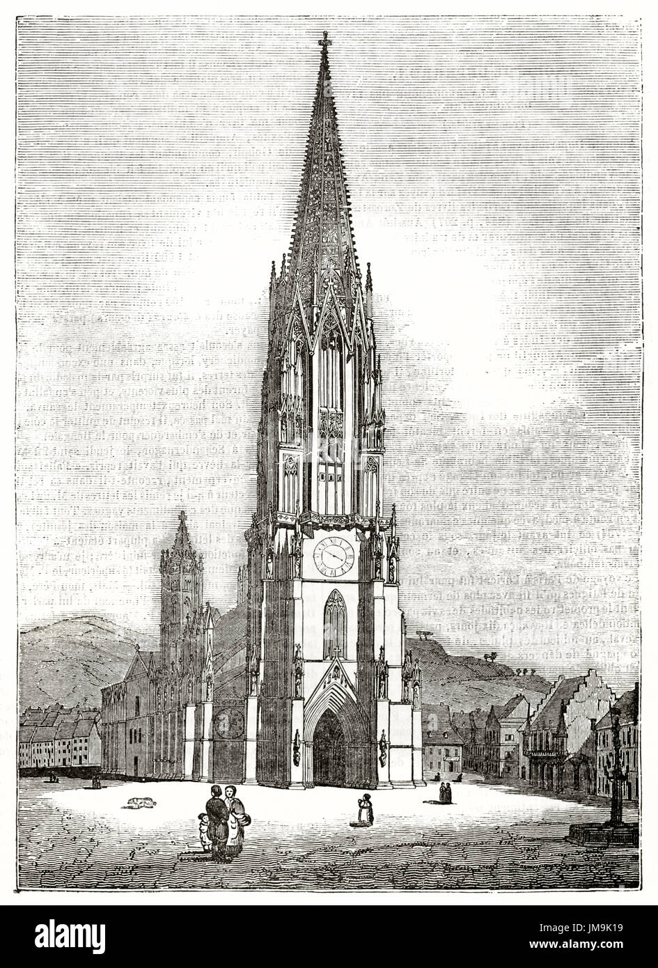 Alte Ansicht des Freiburger Münster, Deutschland. Von unbekannter Autor veröffentlicht am Magasin Pittoresque, Paris, 1837. Stockfoto
