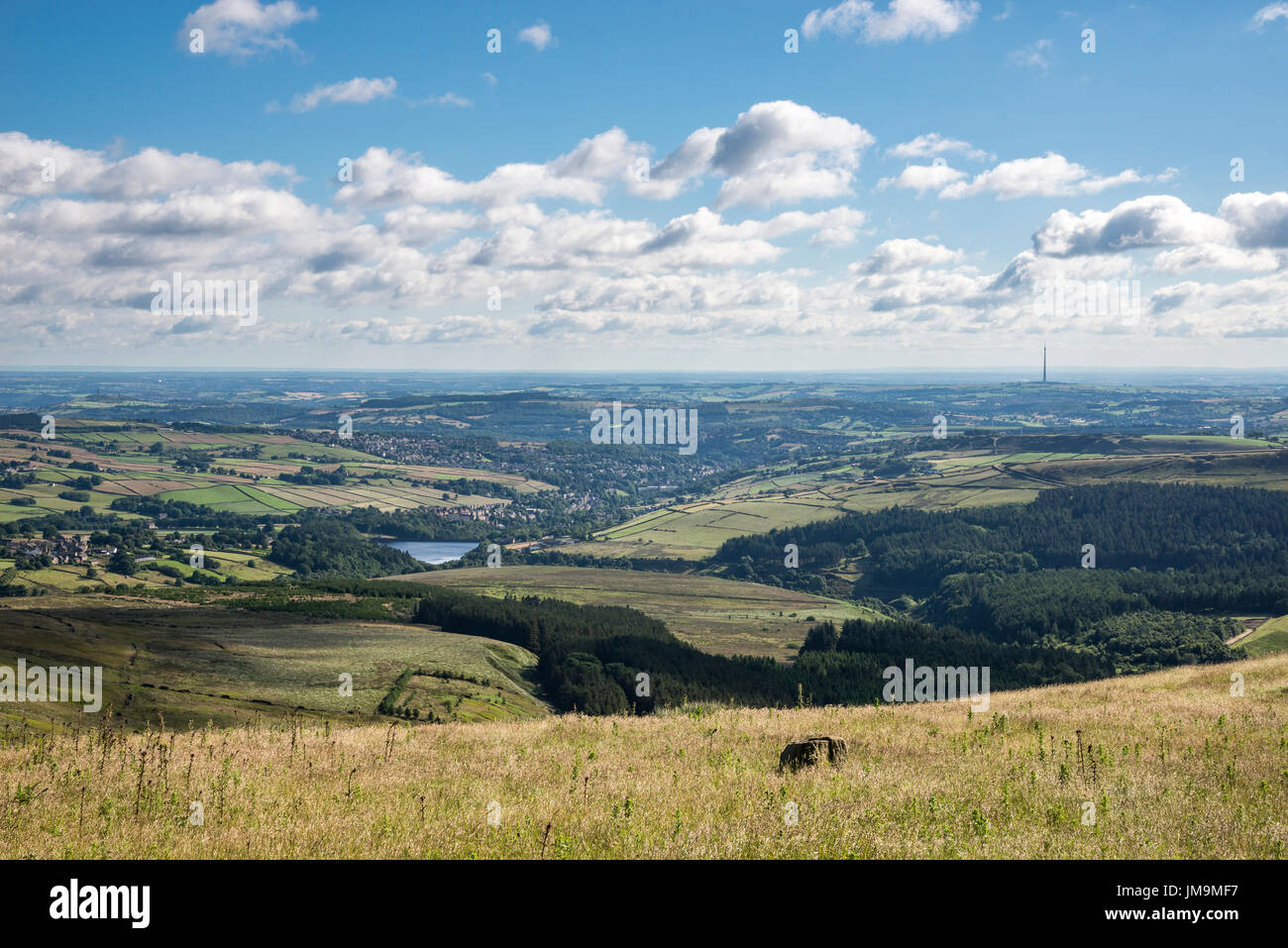 Schöne Aussicht von West Yorkshire Holme Moss, Nordengland. Stockfoto