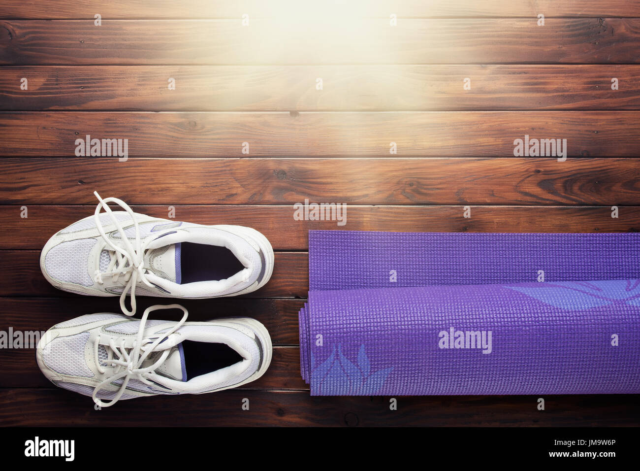 Yoga flach legen Hintergrund Stockfoto