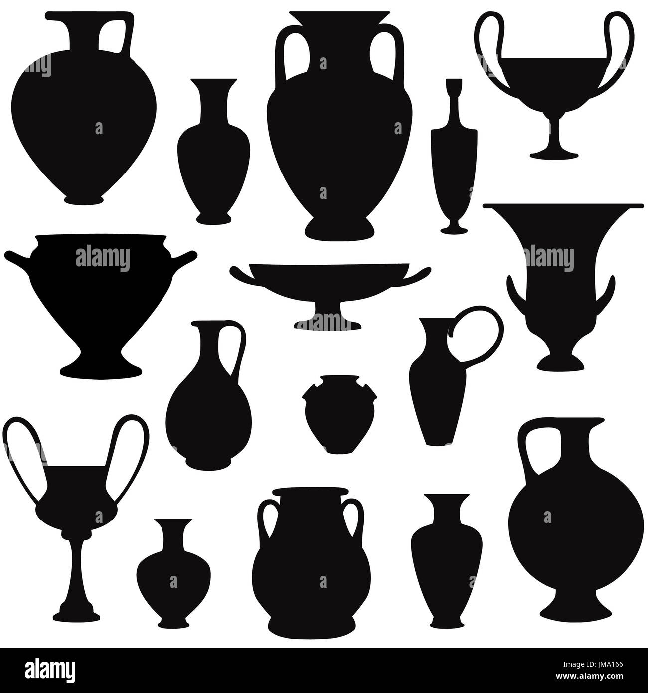 Antike griechische vase Silhouette. Griechenland icon Sammlung. Stockfoto