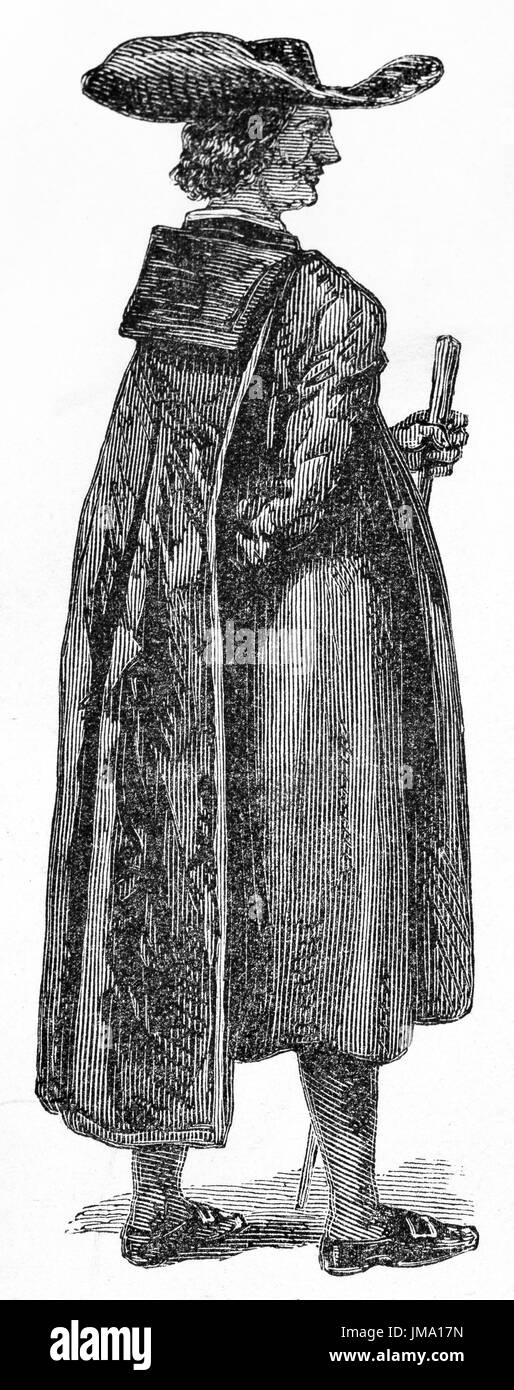 Alte Darstellung der schwarzen tragen Abt in Neapel, Italien. Erstellt von Ferogio, veröffentlicht am Le Tour du Monde, Paris, 1861 Stockfoto